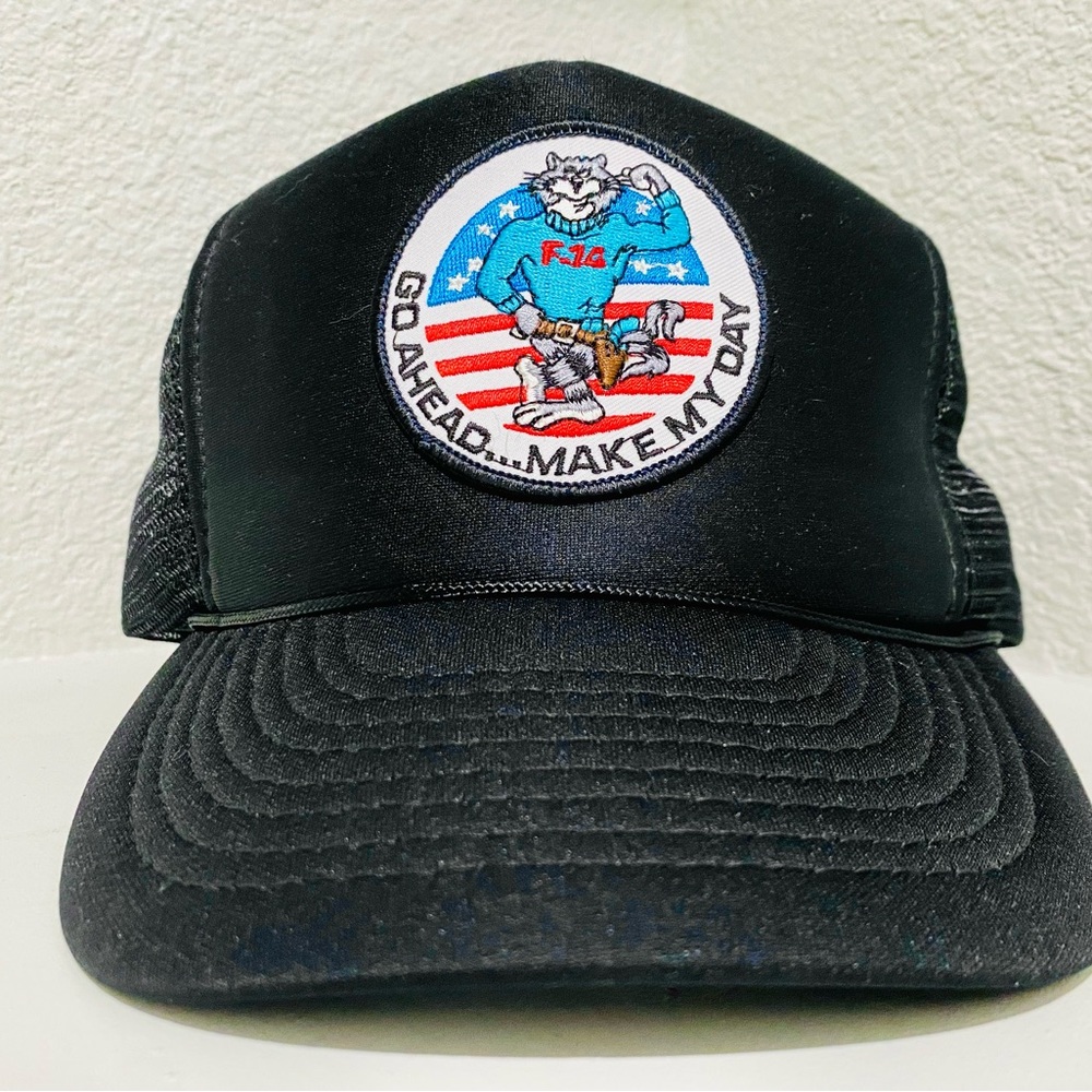 Vintage NOS 80s/90s Navy F14 Tomcat Fighter Jet Trucker Hat Snapback Cap USA